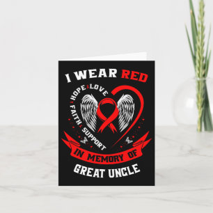 Red In Memory Of Great Uncle Heart Disease Awarene Card