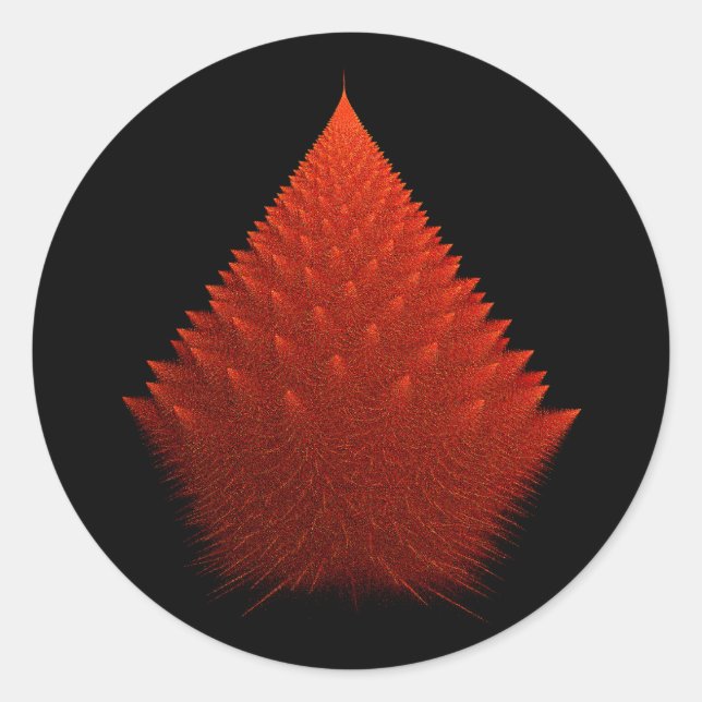 Red Incendia Script Fractal Classic Round Sticker (Front)