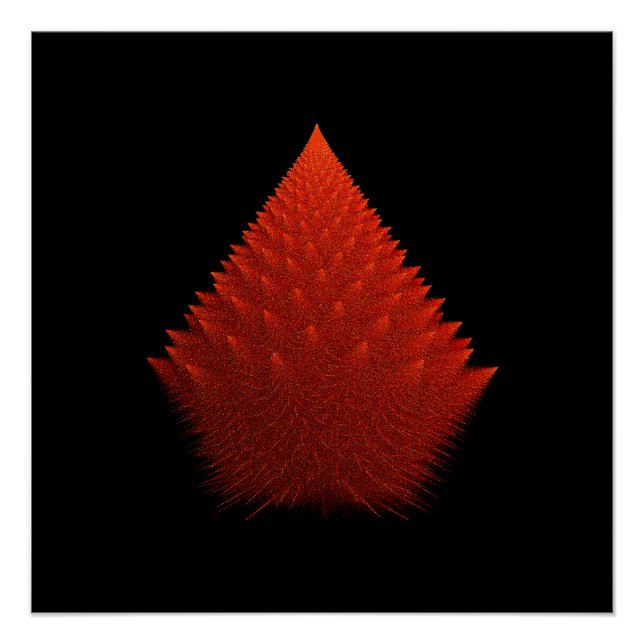 Red Incendia Script Fractal Poster (Front)