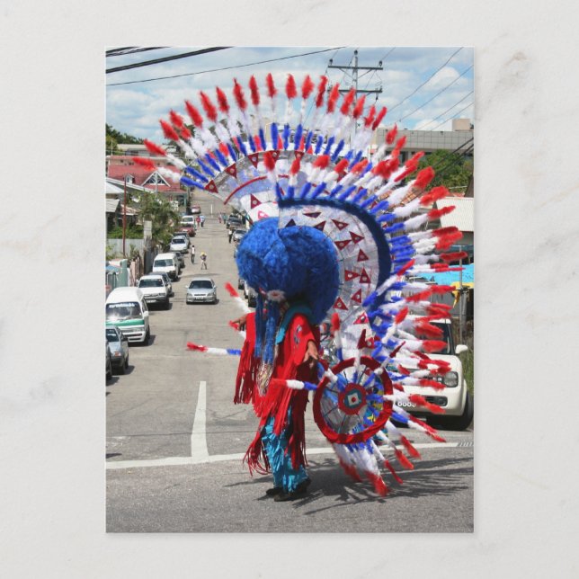 Red Indian Costume, Traditional Mas, Carnival Postcard (Front)