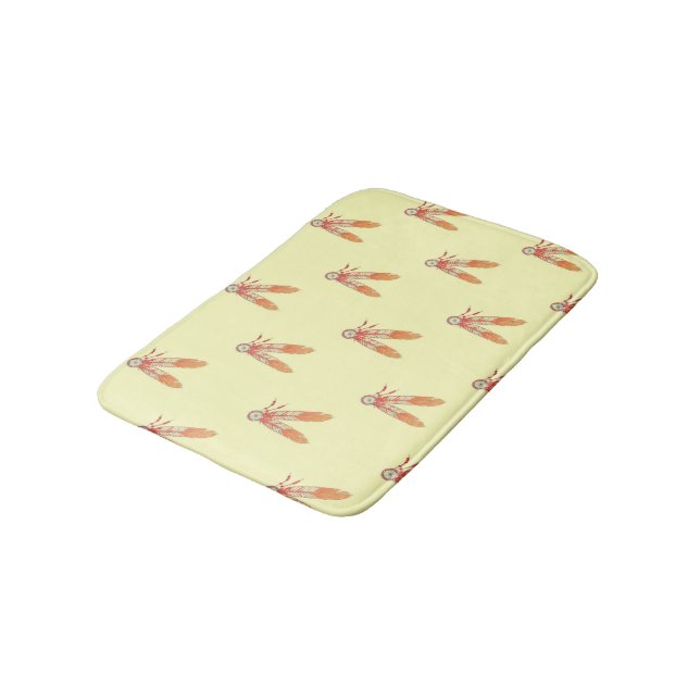 Red Indian feathers Bath Mat (Angled)