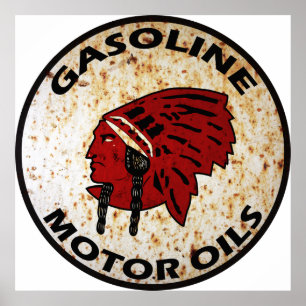 Red Indian Gasoline vintage sign rusted vers.