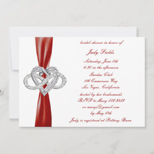 Red Infinity Heart Bridal Shower Invitation
