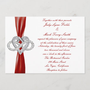 Red Infinity Heart Faire-part de mariage