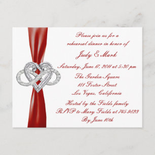 Red Infinity Heart Rehearsal Dinner Invitation