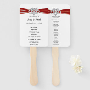 Red Infinity Heart Wedding Program Fans