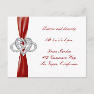 Red Infinity Heart Wedding Reception Card