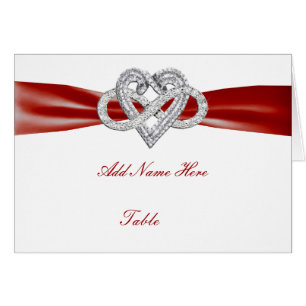 Red Infinity Heart Wedding Table Place Card