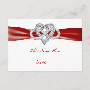 Red Infinity Heart Wedding Table Place Card
