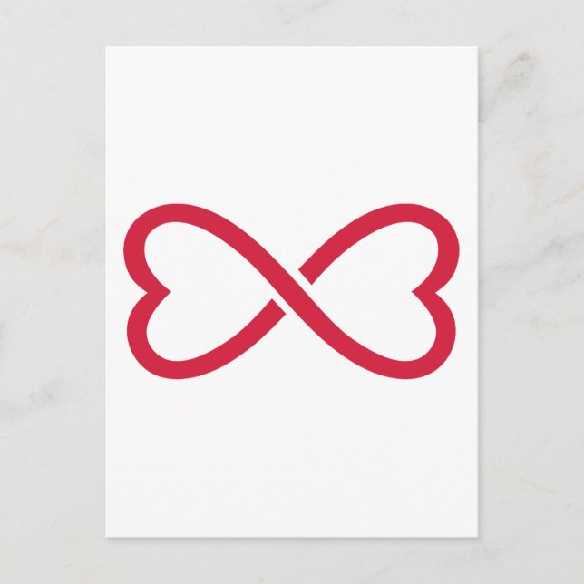 Red infinity love hearts postcard (Front)
