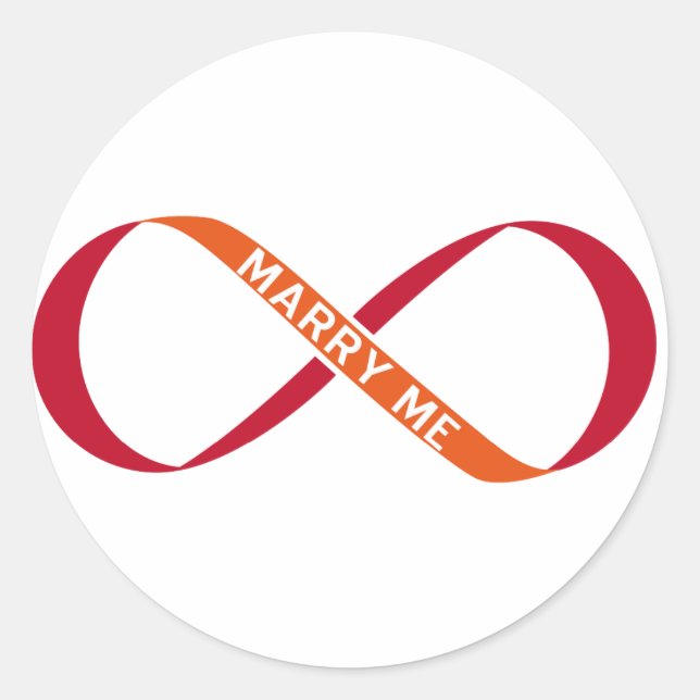 red infinity sign with marry me text classic round sticker (Front)