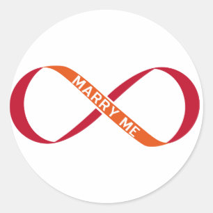 red infinity sign with marry me text classic round sticker