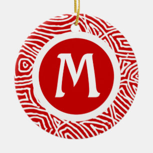 Red Initial Ceramic Ornament