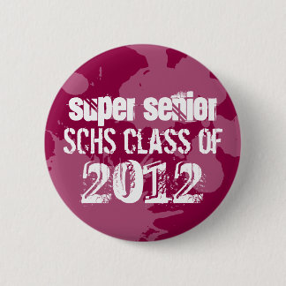 Red ink splatter school senior class of grunge 2 inch round button