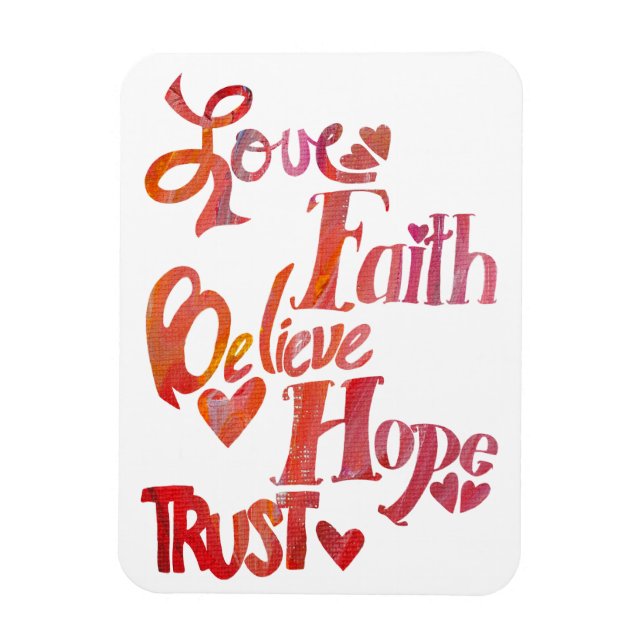 Red Inspirational Word Collage Magnet (Vertical)