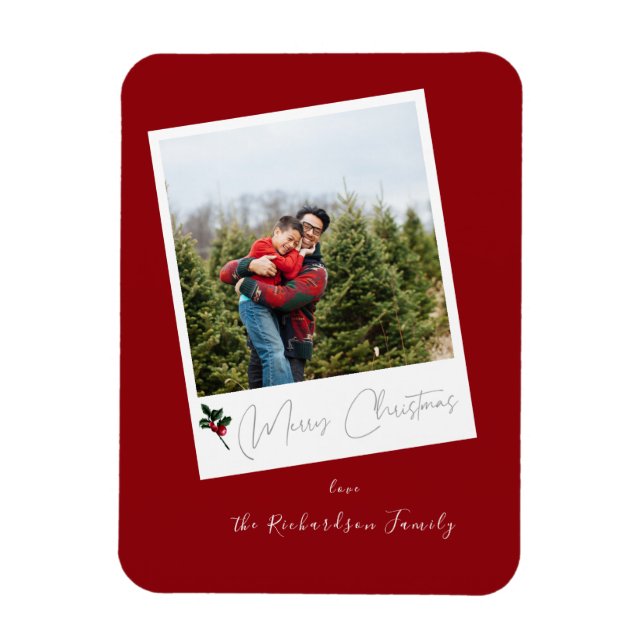 Red Instant Photo Joyeux Magnet de Noël (Vertical)