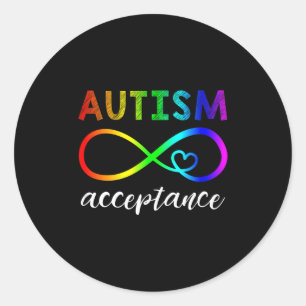 Red Instead Autism Acceptance Classic Round Sticker