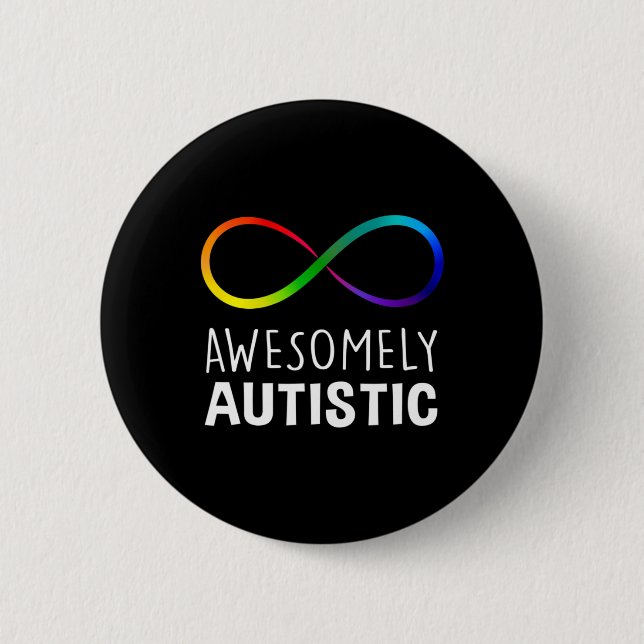 Red Instead Autism Awesomely Autistic Infinity  2 Inch Round Button (Front)