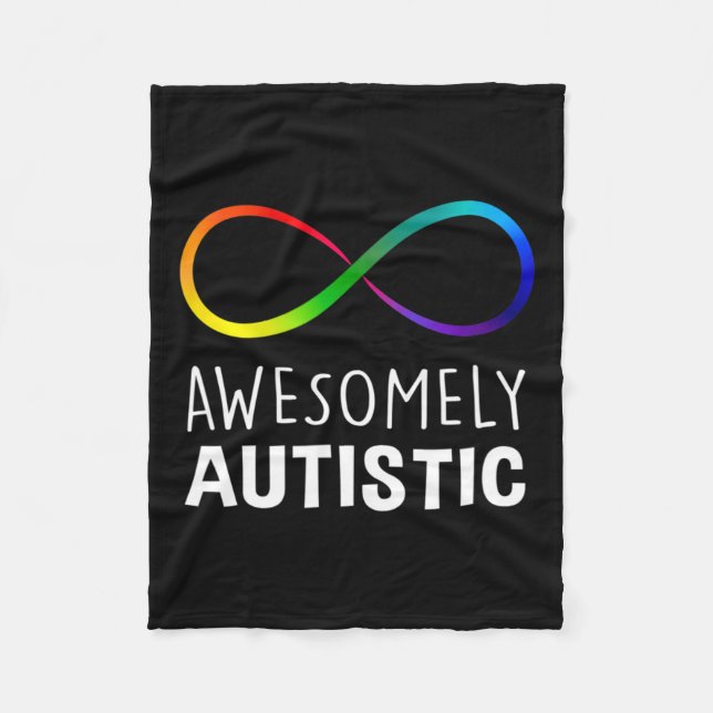 Red Instead Autism Awesomely Autistic Infinity  Fleece Blanket (Front)