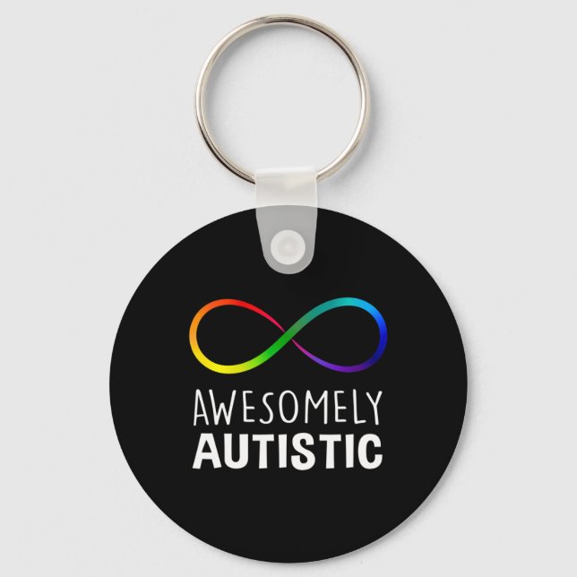 Red Instead Autism Awesomely Autistic Infinity  Keychain (Front)