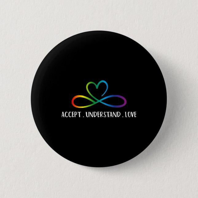 Red Instead Autism Infinity Accept Understand Love 2 Inch Round Button (Front)