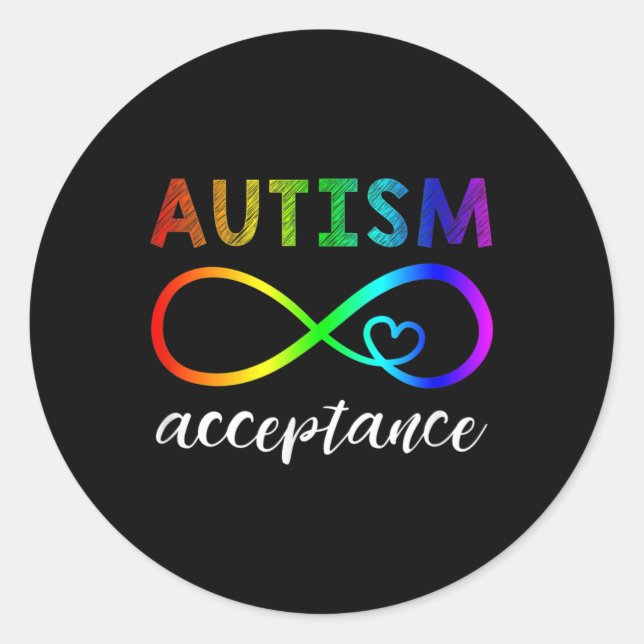 Red Instead Autism Shirt Autism Acceptance  Classic Round Sticker (Front)