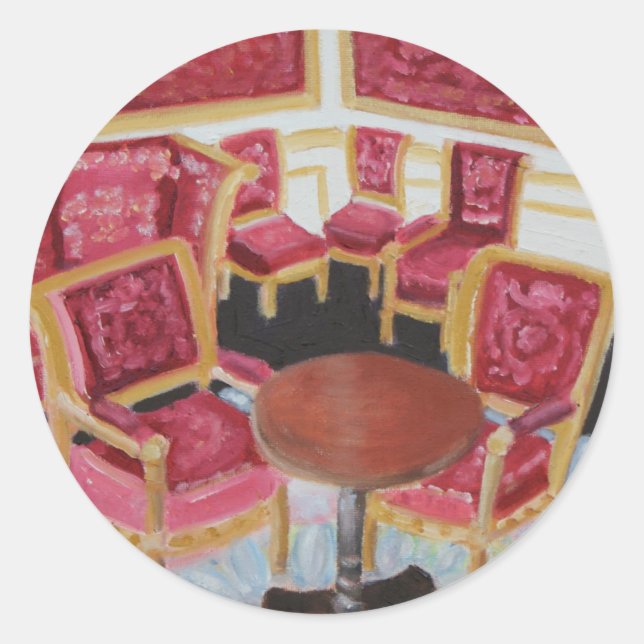 Red Interior:Chateau de Fontainebleau Classic Round Sticker (Front)