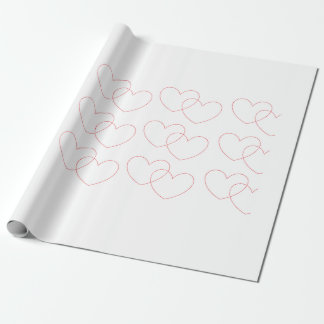 Red Interlocking Hearts Wrapping Paper