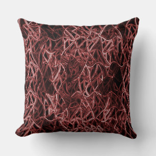 Red intertwined network of rustic and tangled wire throw pillow