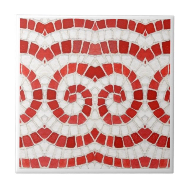 RED IONIC MOSAIC 4.25" Square Ceramic Tile (Front)