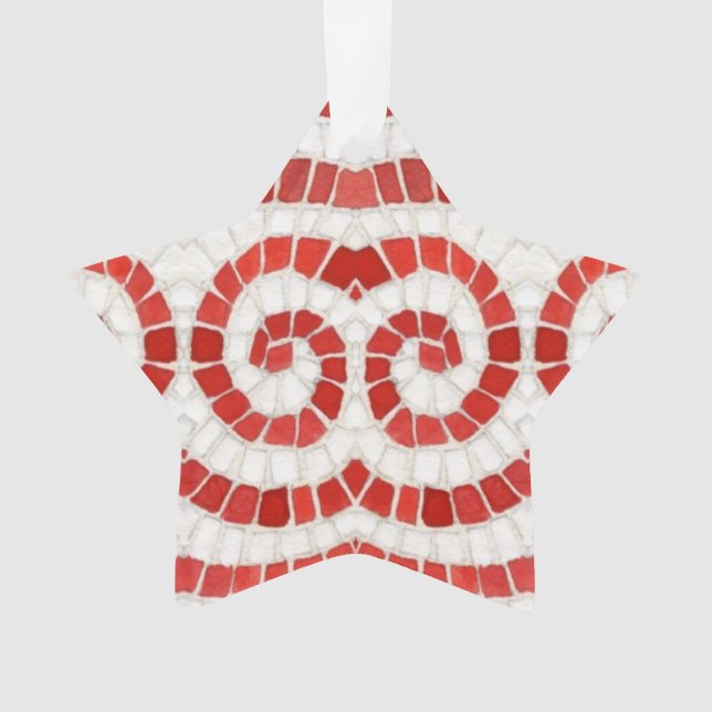 RED IONIC MOSAIC Acrylic Star Ornament (Front)