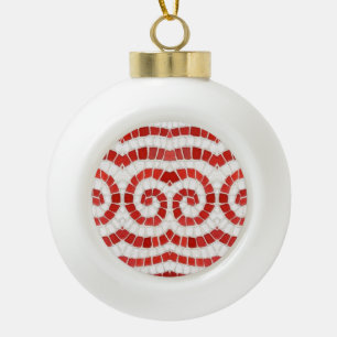 RED IONIC MOSAIC Ceramic Ball Ornament
