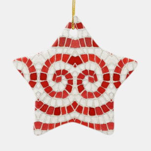 RED IONIC MOSAIC Ceramic Star Ornament