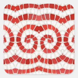 RED IONIC MOSAIC Large Square Stickers