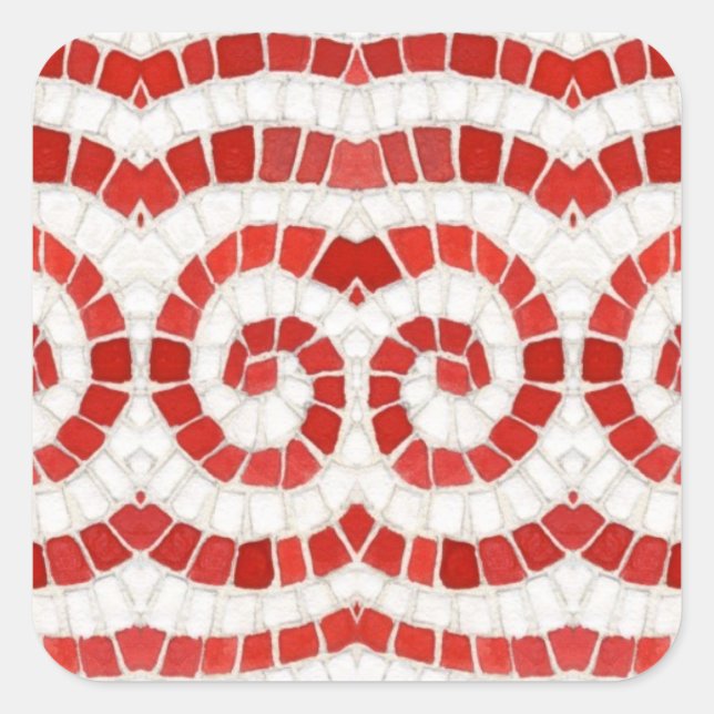 RED IONIC MOSAIC Large Square Stickers (Front)