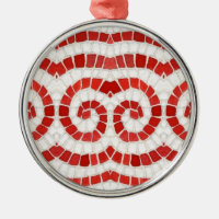 RED IONIC MOSAIC Premium Round Ornament