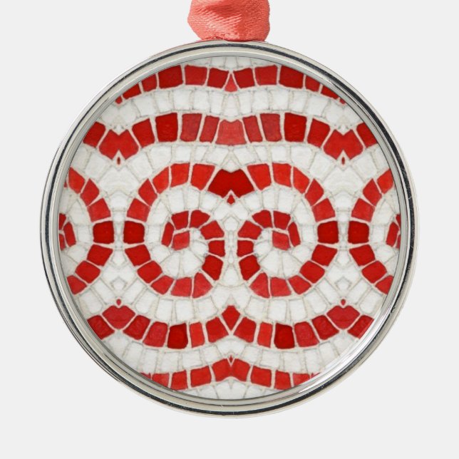 RED IONIC MOSAIC Premium Round Ornament (Front)