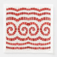 RED IONIC MOSAIC Standard Dinner Paper Napkins
