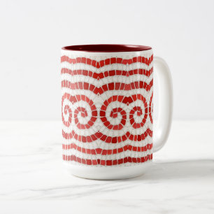 RED IONIC MOSAIC Tall Maroon Two-Tone Mug