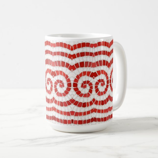 RED IONIC MOSAIC Tall White Mug (Front Right)
