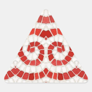 RED IONIC MOSAIC Triangle Stickers