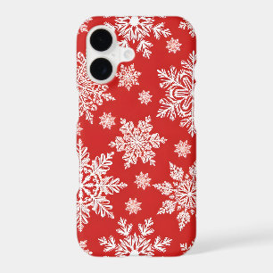 Red iPhone 17 Case with White Snowflake Pattern