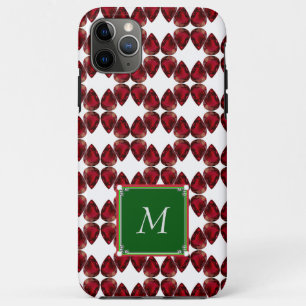 Red iPhone case Ruby Gemstone Initial Monogramed
