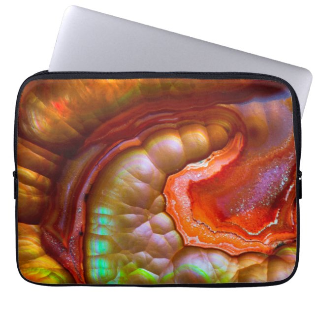 Red iridescent Fire Opal Laptop Sleeve (Front)