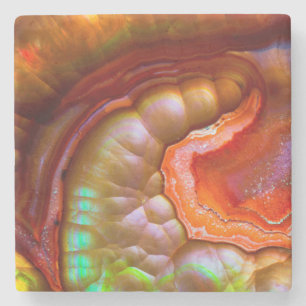 Red iridescent Fire Opal Stone Coaster