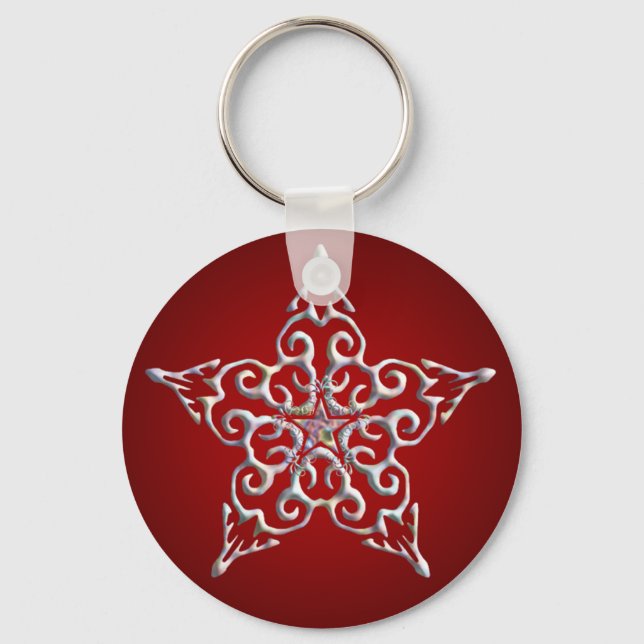 Red Iridescent Star Keychain (Front)