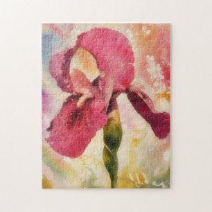 Red Iris Flower Garden Art Puzzle