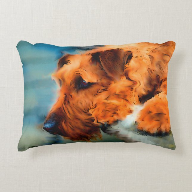 Red Irish Terrier Dog Art Pet Portrait I Miss You Accent Pillow (Front)