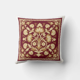 Red Islamic Floral Throw Pillow
