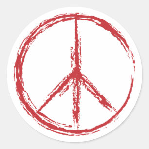 Red isolated creative peace sign classic round sticker